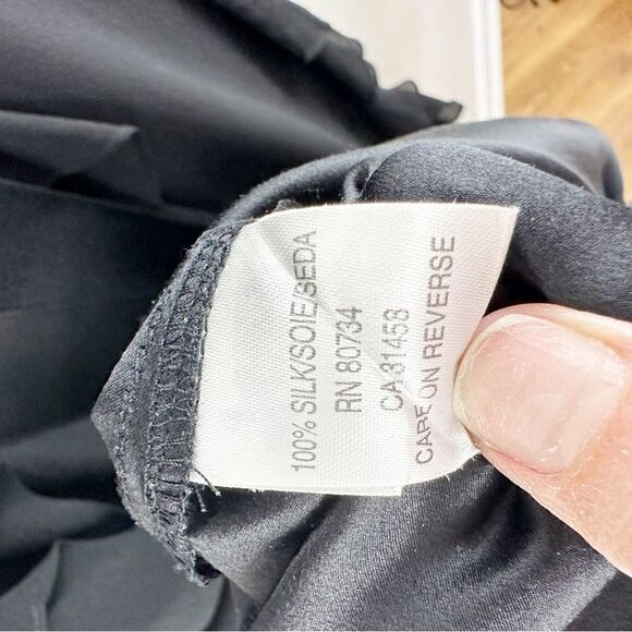 BCBGMAXAZRIA Flowy Waterfall Chiffon Cocktail Dress with Front Crystal Bow Sz 12 - Picture 11 of 13